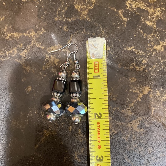 Black onyx and silver diamond cut pierced earrings Absolutely gorgeous - Picture 6 of 6